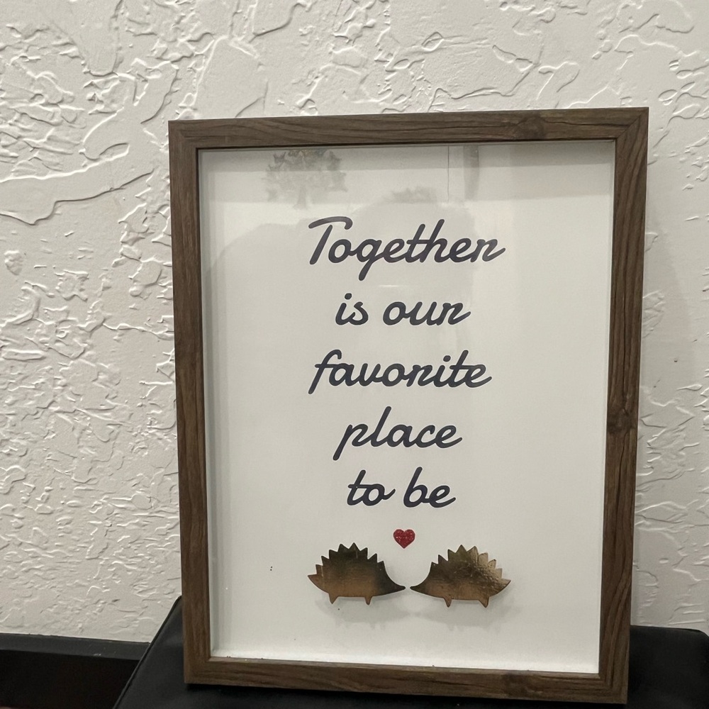 3/15$ - Brown Framed Wall Art with Hedgehog Design